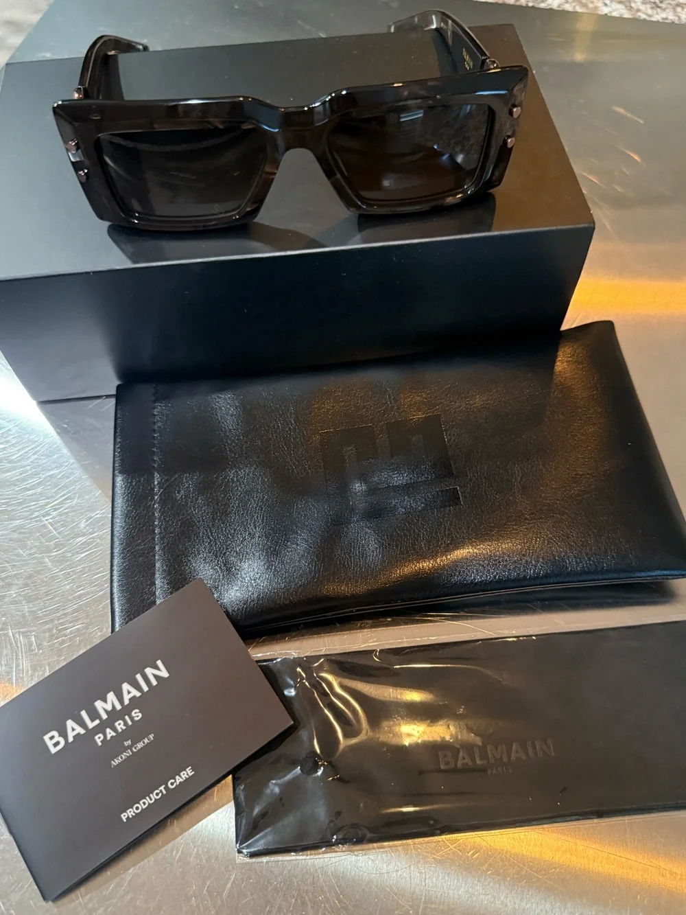 Balmain Brown Tortoiseshell Rectangular Sunglasses with Gradient Lenses